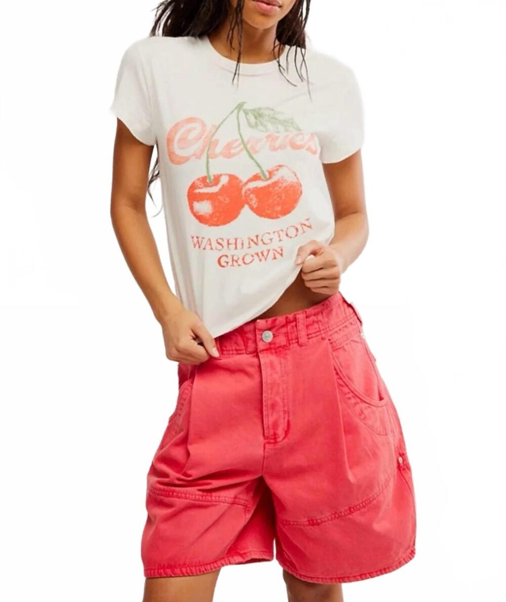 NEW FREE PEOPLE nova graphic tee in cherry combo